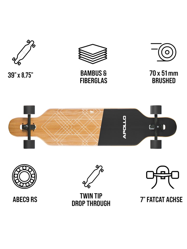 Apollo Twin Tip DT Fiberglas Longboard 
