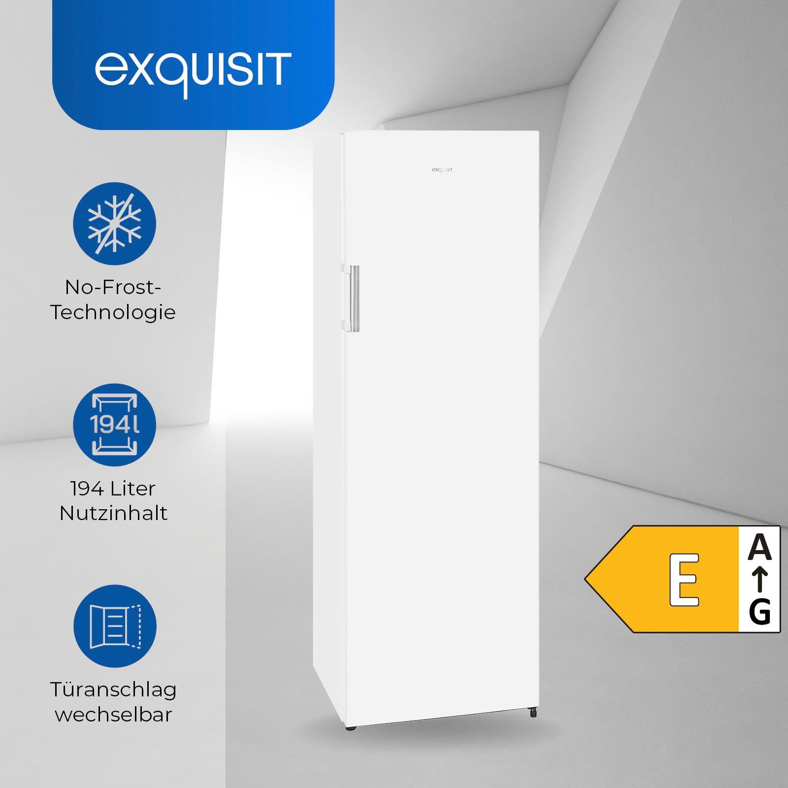 exquisit Gefrierschrank GS271-NF-H-010E weiss, 169,1 cm hoch, 55,9 cm breit