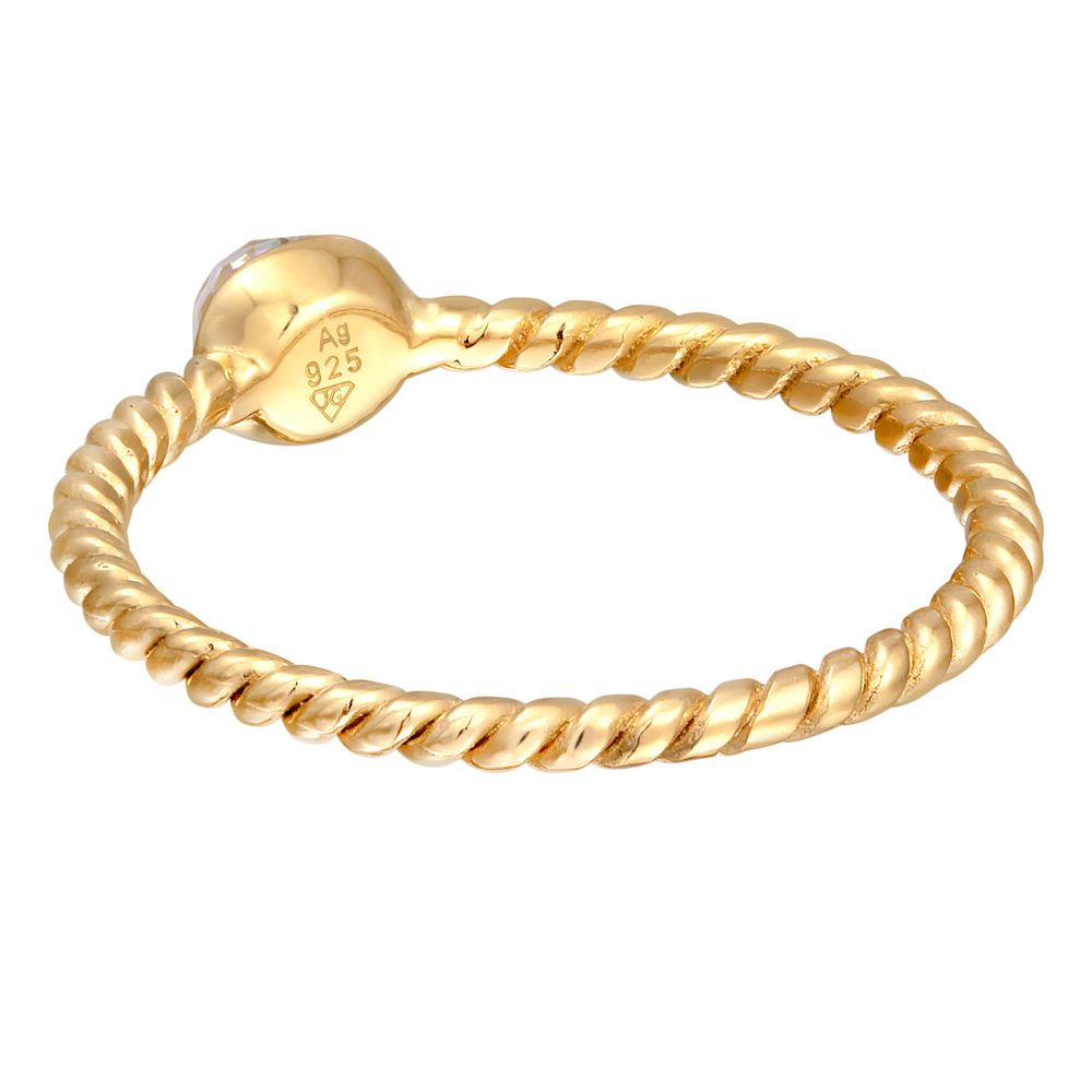 Elli Elli Bague Femmes Solitaire Twisted avec cristaux en argent sterling 925 plaqué o Bague
