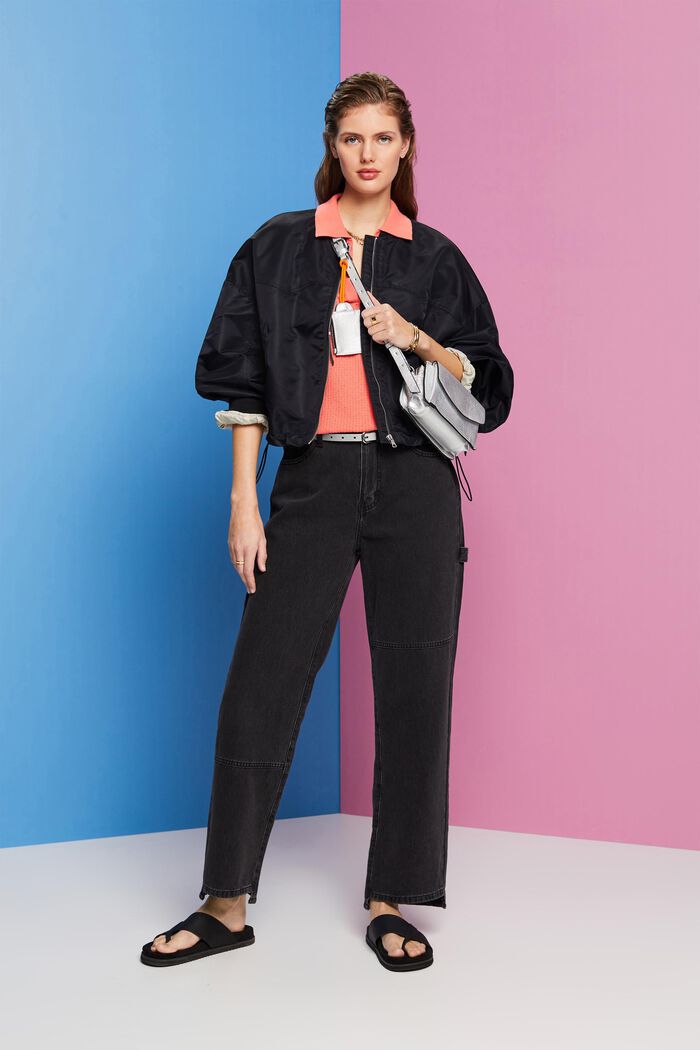 Pointelle-Pullover mit Polokragen, Seidenmix