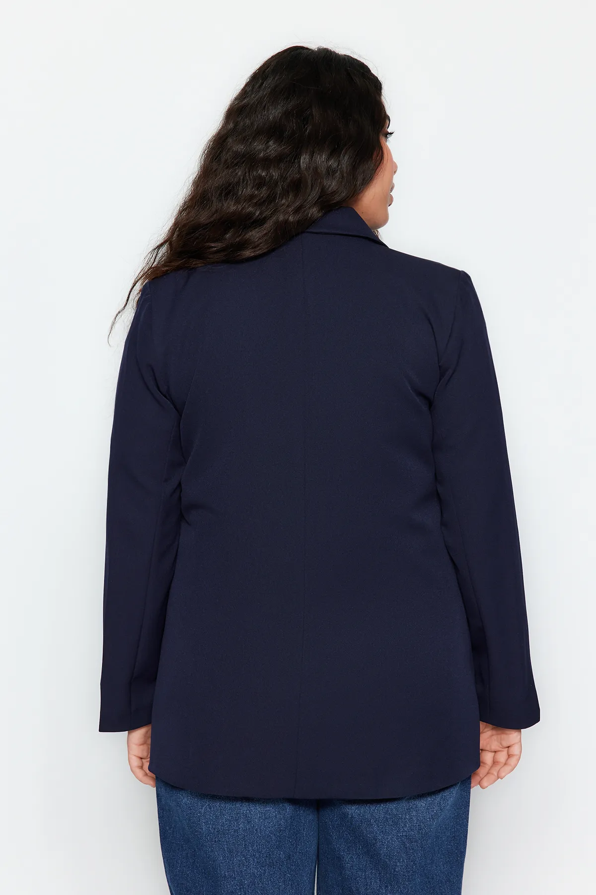 Trendyol Curve  Marineblaue gewebte Jacke mit Linienfutter TBBSS22CE0195