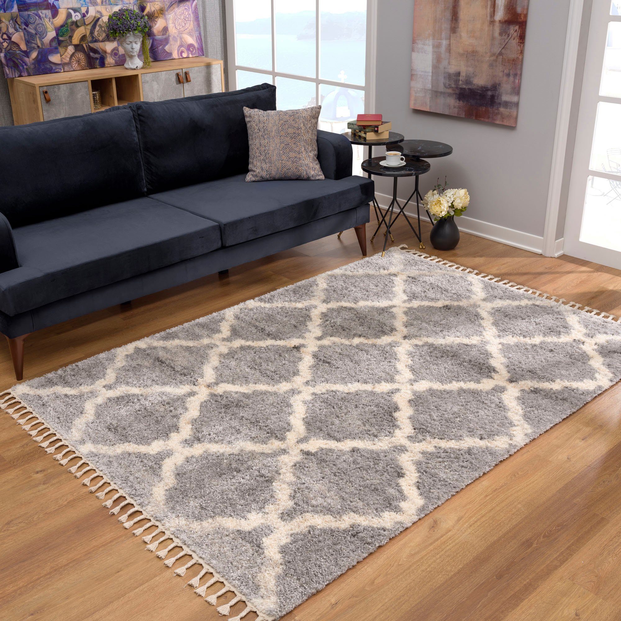 Hochflor-Teppich Versay 1550, Sanat, rechteckig, Höhe: 45 mm, Wohnzimmer, Langflor, Shaggy Teppich