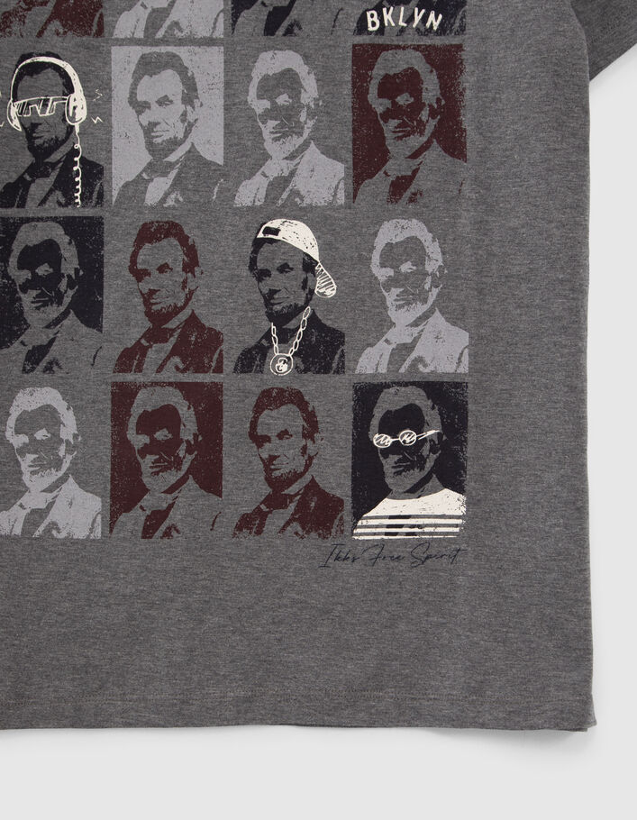 T-shirt gris visuel esprit pop art Homme
