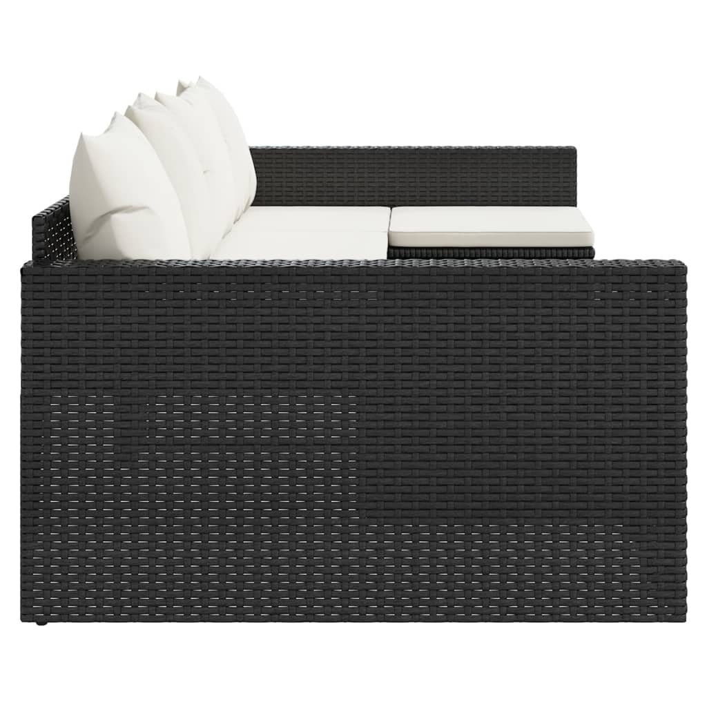 vidaXL Gartenlounge-Set 2-tlg. Garten-Lounge-Set mit Kissen Schwarz Poly Rattan, (2-tlg)