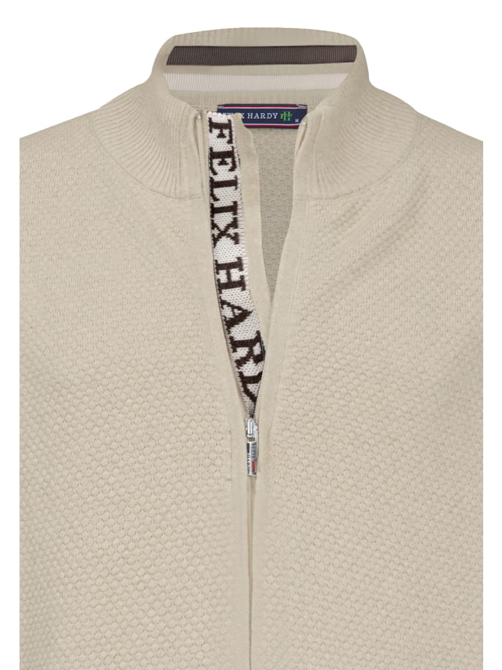 Felix Hardy Stehkragen Strickjacke in Beige günstig kaufen