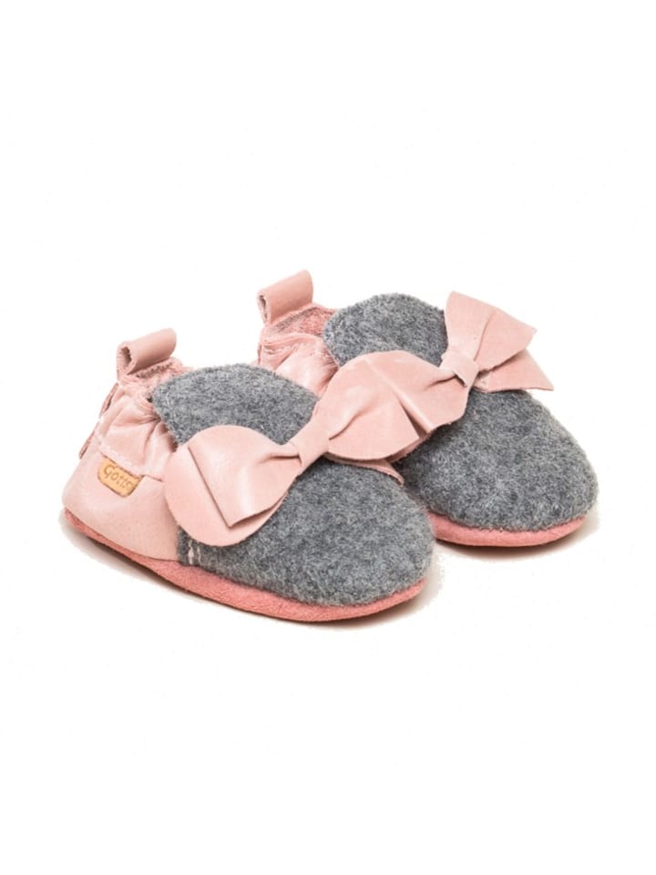 Gottstein Krabbelschuhe Bow in grau günstig kaufen