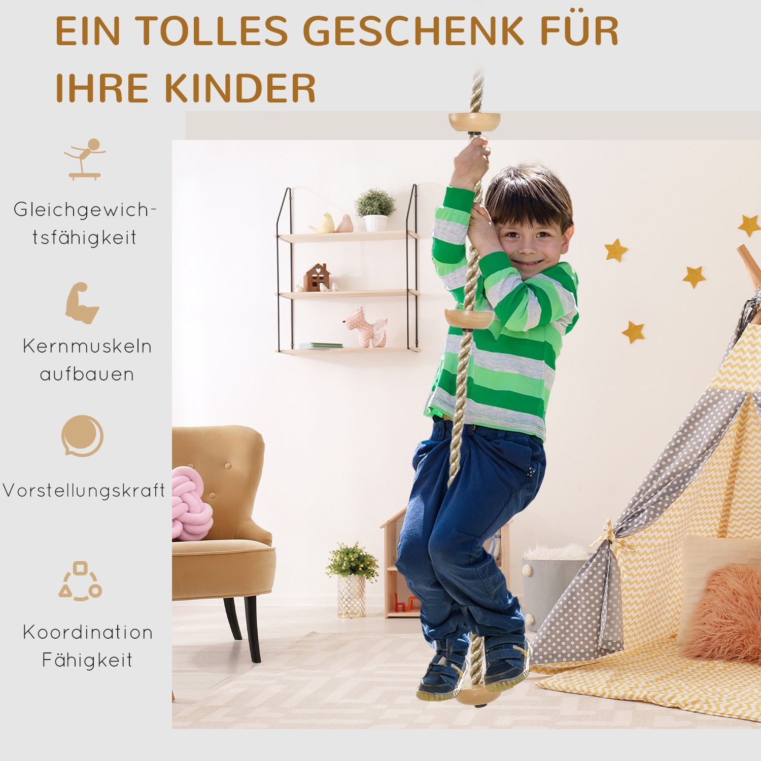 Outsunny Kinder Kletterseil Kletterseil