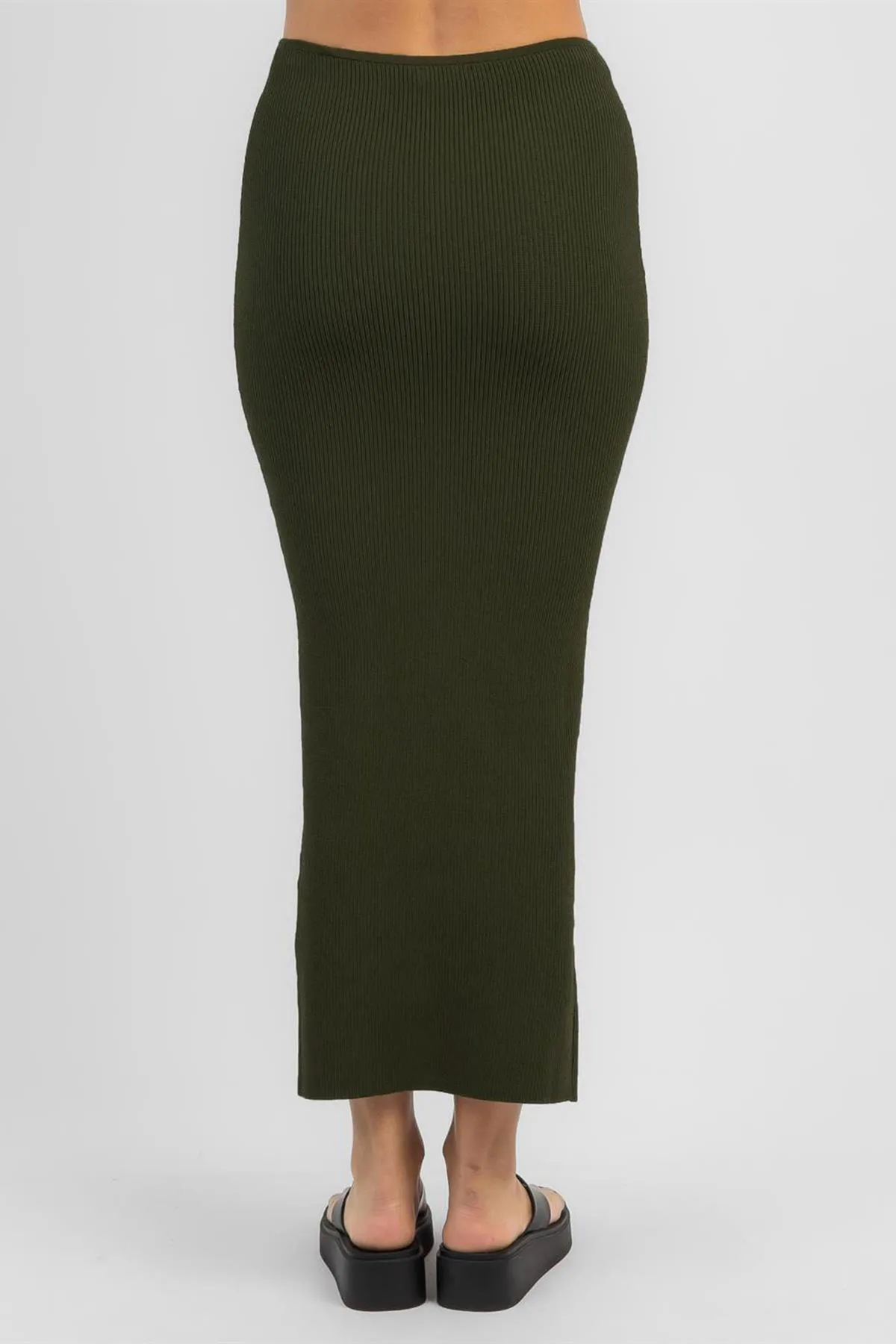 Madmext  Khaki Basic Langer Strickrock Mg1813