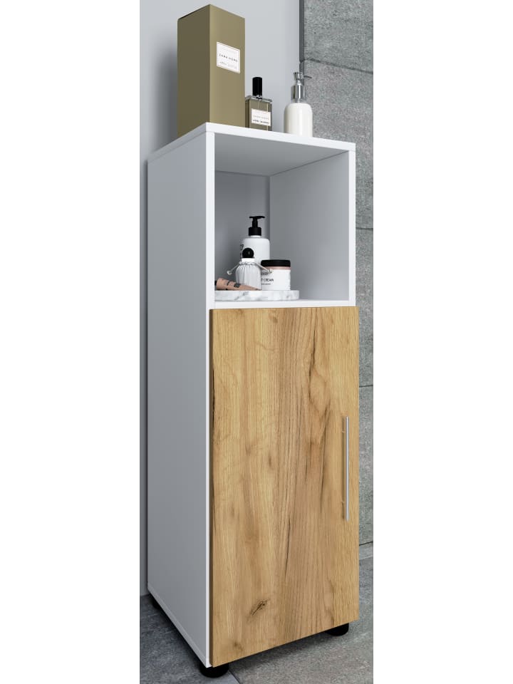 VCM  Holz Badmöbel Midischrank Badschrank Bad Flandu in Weiß / Honig-Eiche günstig kaufen onesize