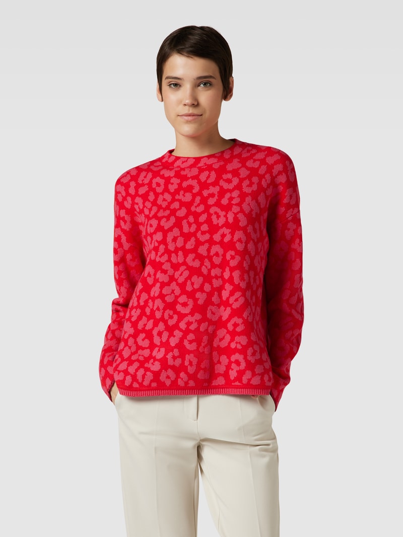 Strickpullover mit Rundhalsausschnitt aus Viskose-Mix in rot