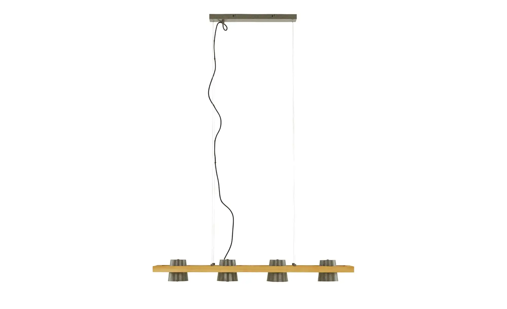 Trio Pendelleuchte, 4-flammig, Nickel antik mit Pinienholz