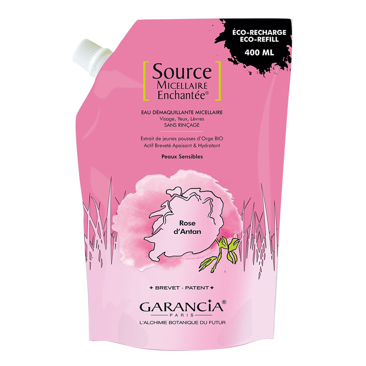 Garancia Source Micellaire Enchantée Eau Micellaire 4 en 1 - Éco-Recharge Rose 400 ml