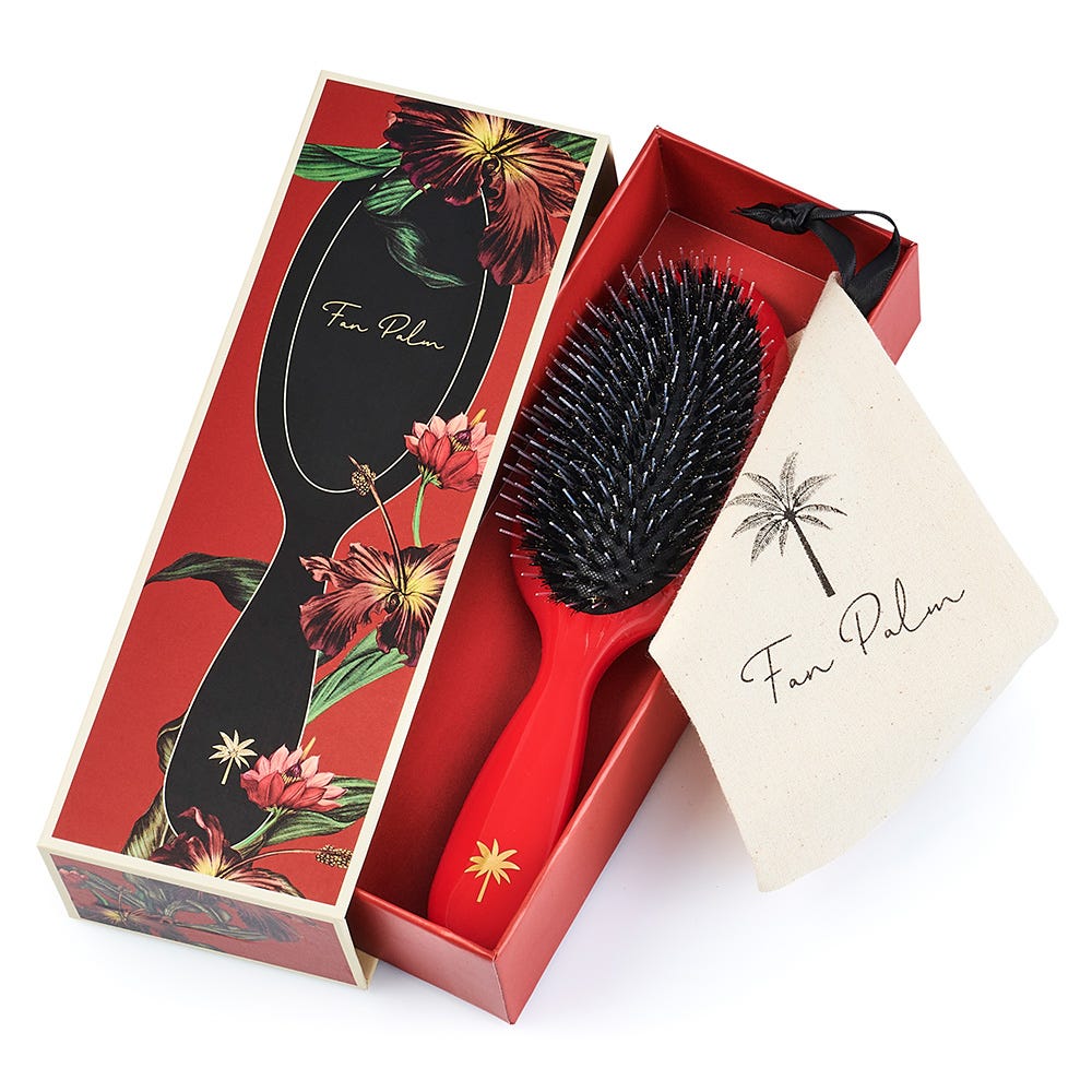 Fan Palm Boar- & Nylon Brush Red Poppy - Medium