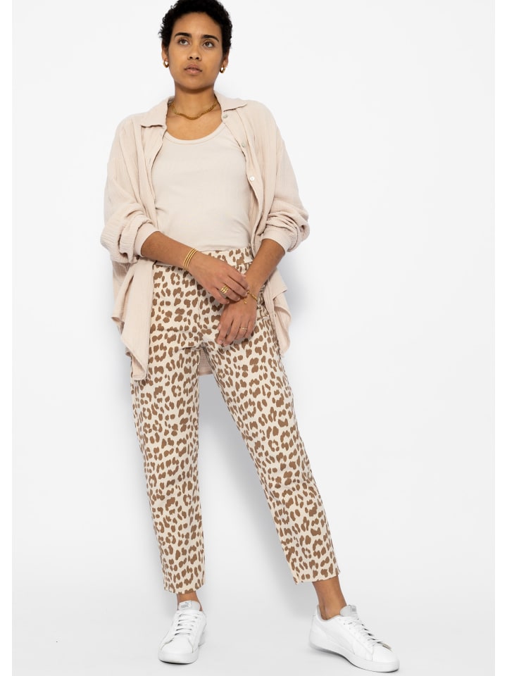 SASSYCLASSY Jersey Chino in Leo-Print in Hellbeige I Offwhite günstig kaufen