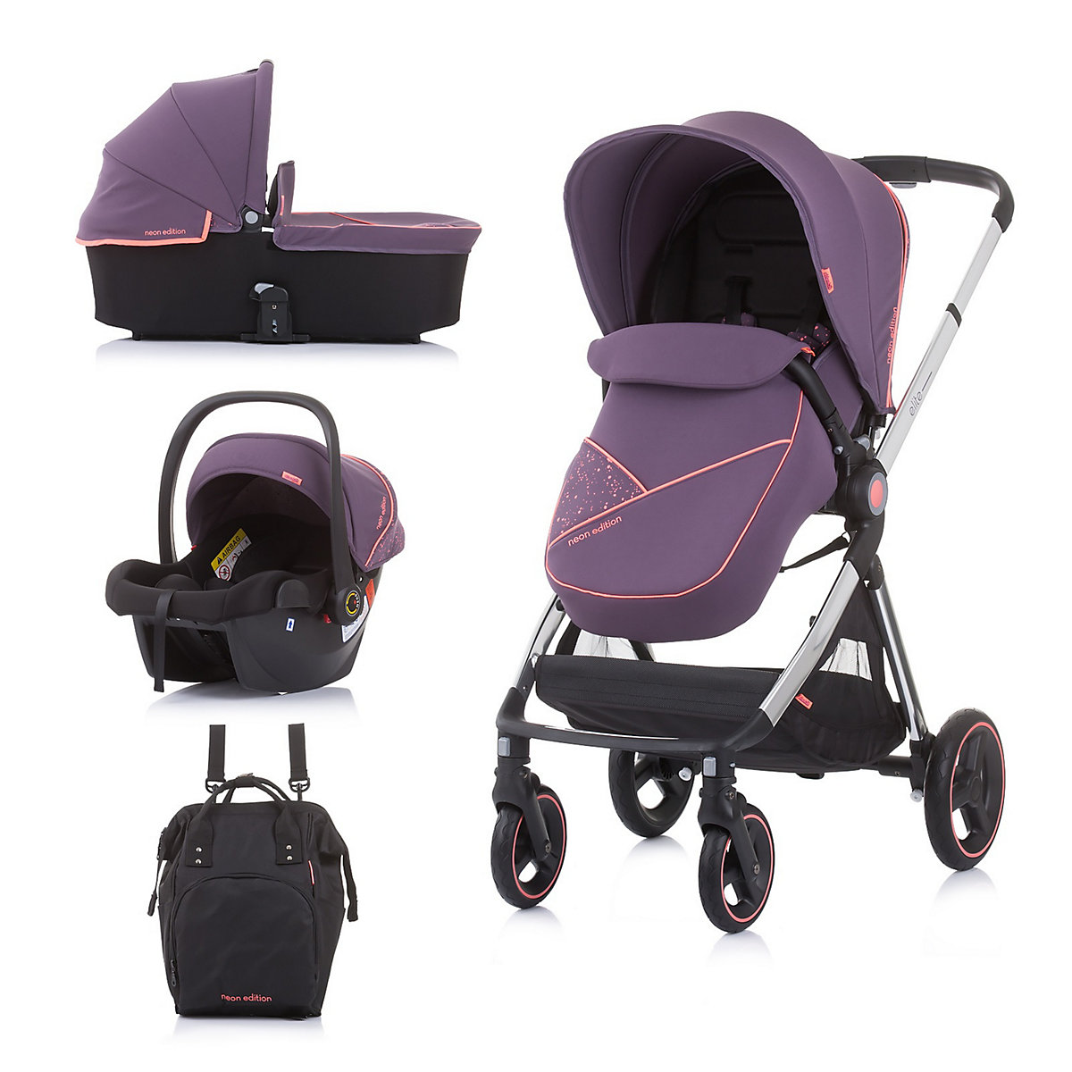 Kinderwagen Elite 3 in 1, Autositz, Babywanne Kombikinderwagen