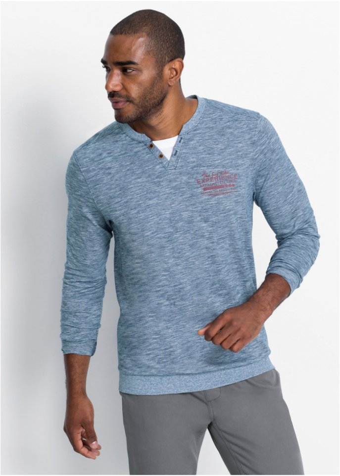 Henleyshirt mit Komfortschnitt, Langarm