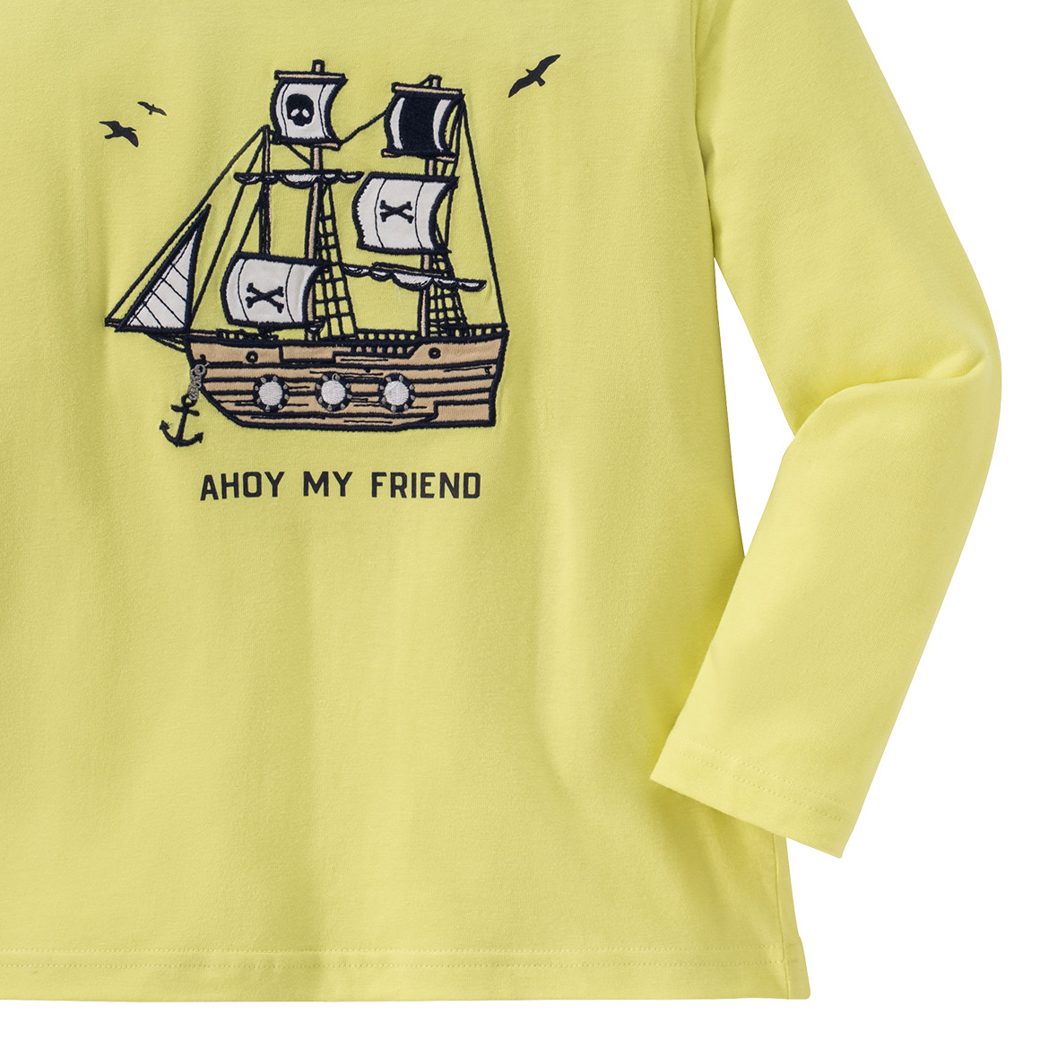 Jungen Langarmshirt mit Piratenschiff-Motiv