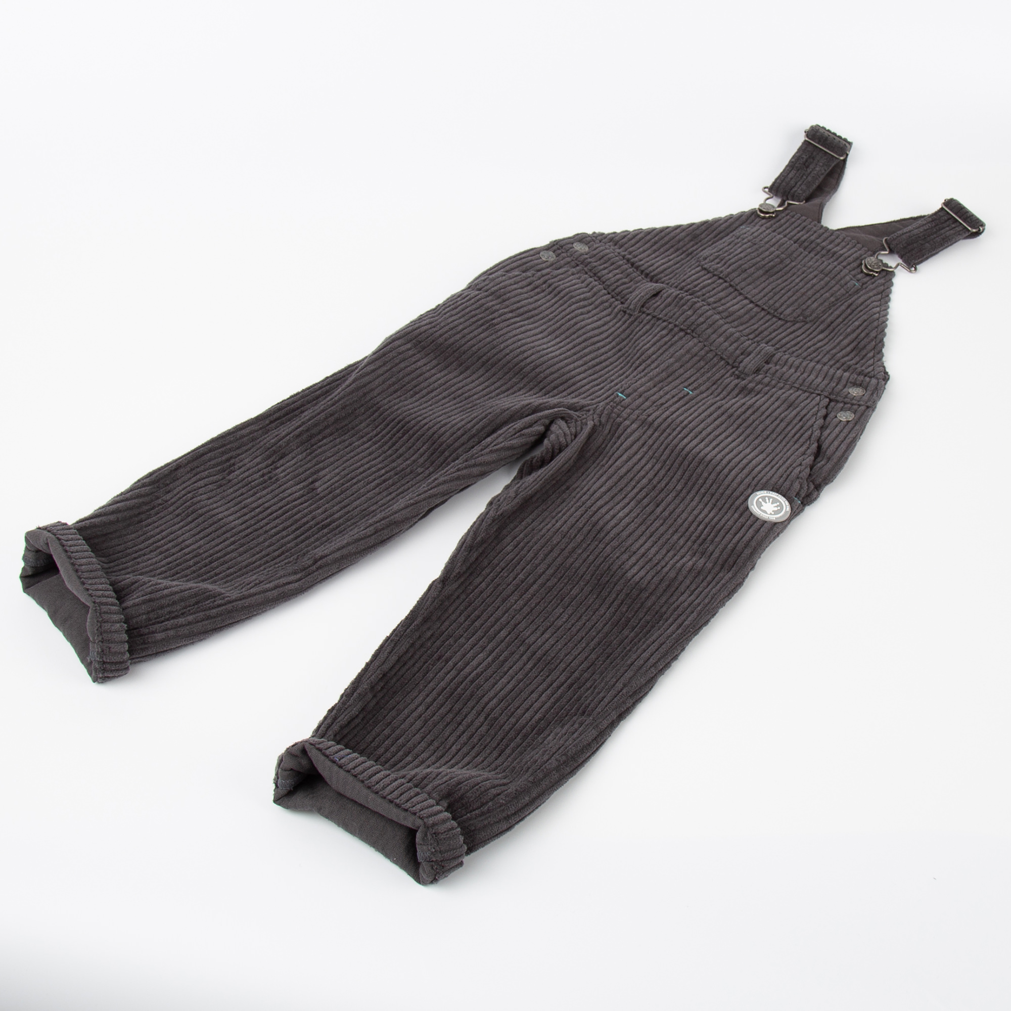 Dunkelgraue Kinder Latz-Cordhose