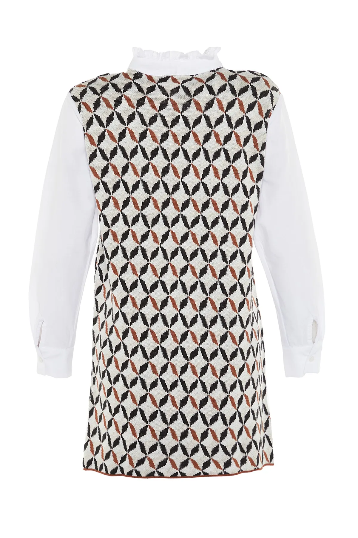 Trendyol Collection  Schwarzes selbstgemustertes Mini-Strickkleid TWOAW22SV0122