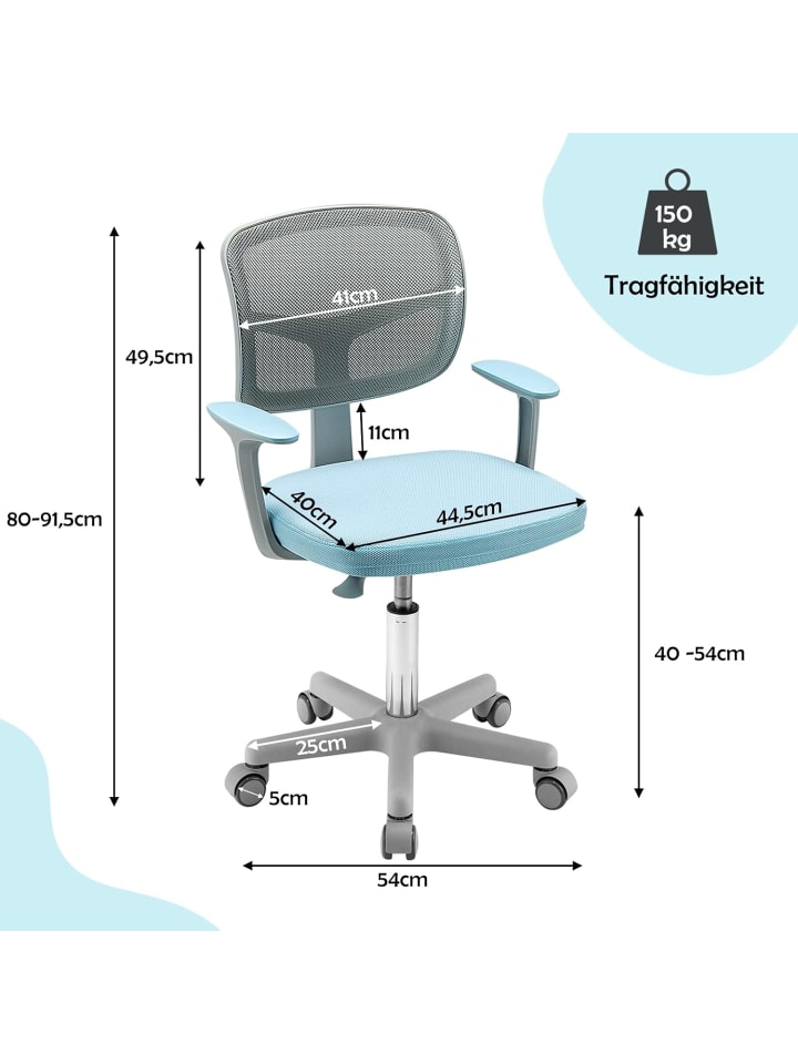 COSTWAY Schreibtischstuhl 3-10 Jahren Drehbar in Blau günstig kaufen onesize