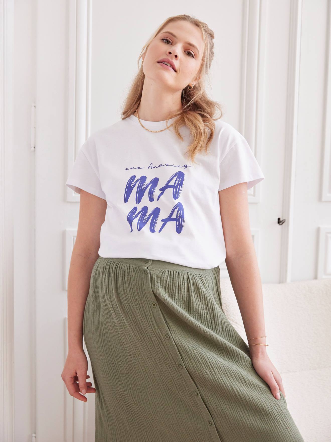 T-shirt de grossesse à message écru