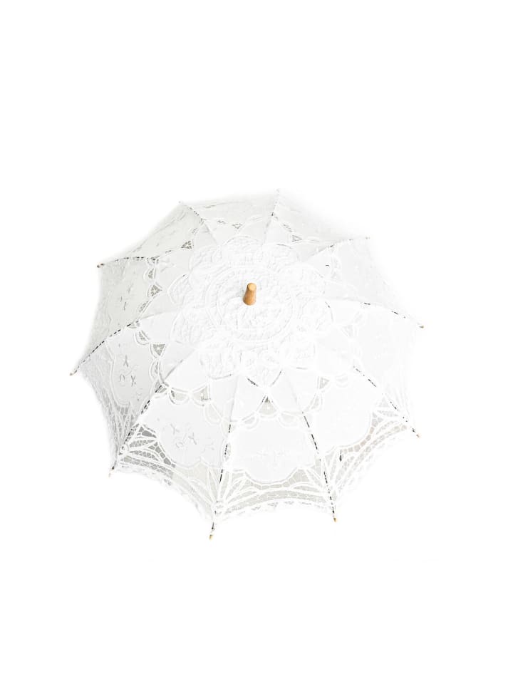 COFI 1453 Handgemachte Brautschirme Spitze Hochzeitfeier robustem Holzgriff in Weiß günstig kaufen onesize