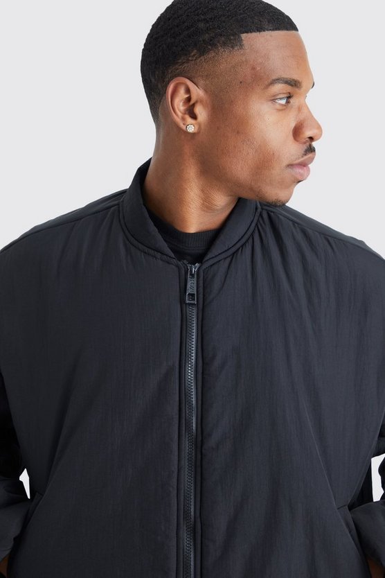 Kastige Nylon-Steppjacke in Knitteroptik