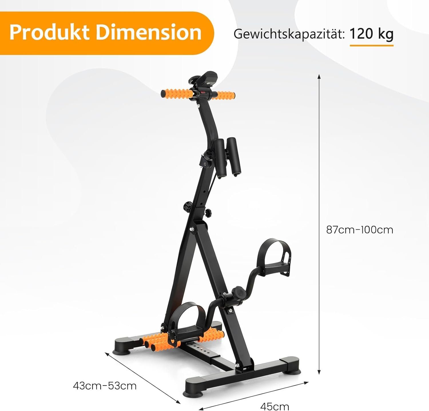 KOMFOTTEU Heimtrainer Pedaltrainer Senioren, mit LCD Display, 45 x 43-53 x 87-100 cm