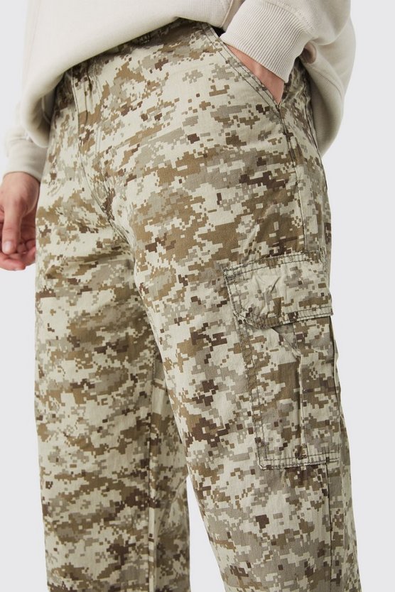 Tall lockere Camouflage Cargo-Hose mit Schnür-Detail
