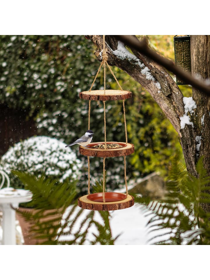 relaxdays Vogelfutterhaus in Natur - (H)69 x Ø22 cm günstig kaufen onesize