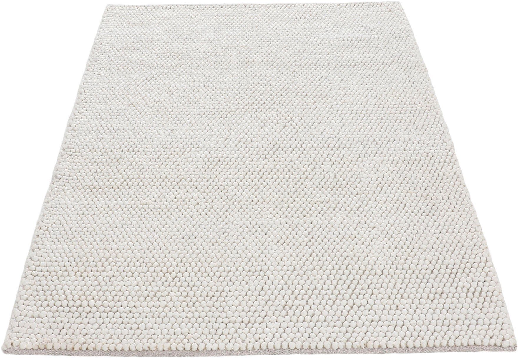 Teppich Calo, carpetfine, rechteckig, Höhe: 16 mm, Handweb Teppich, Uni Farben, meliert, handgewebt, 70% Wolle