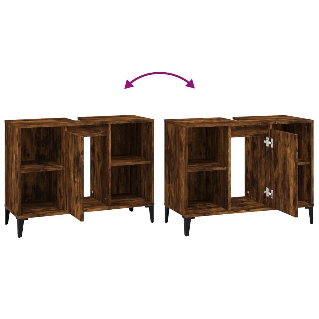 vidaXL Badezimmerspiegelschrank Waschbeckenunterschrank Räuchereiche 80x33x60 cm Holzwerkstoff (1-St)