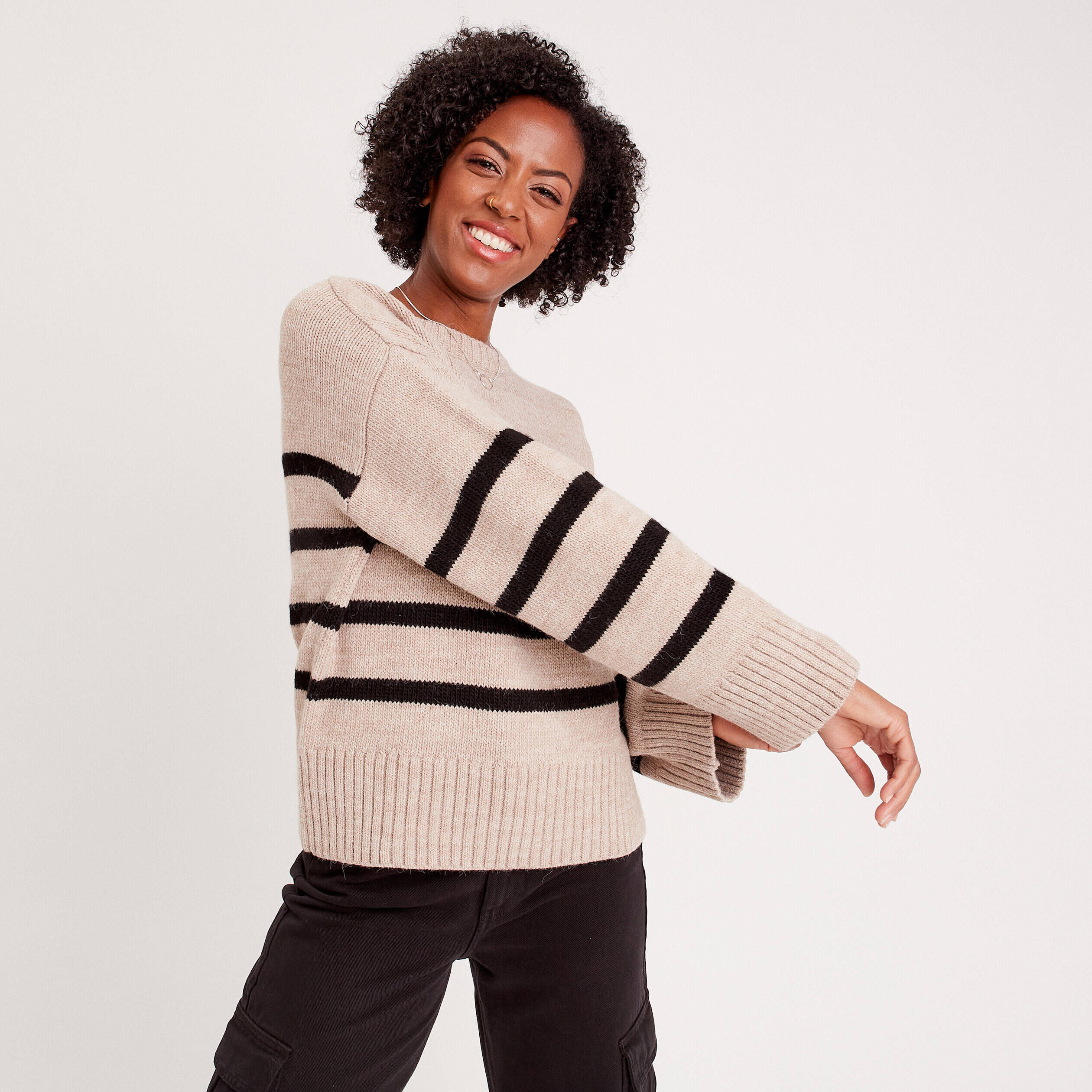 Pull manches longues beige femme | Cache Cache