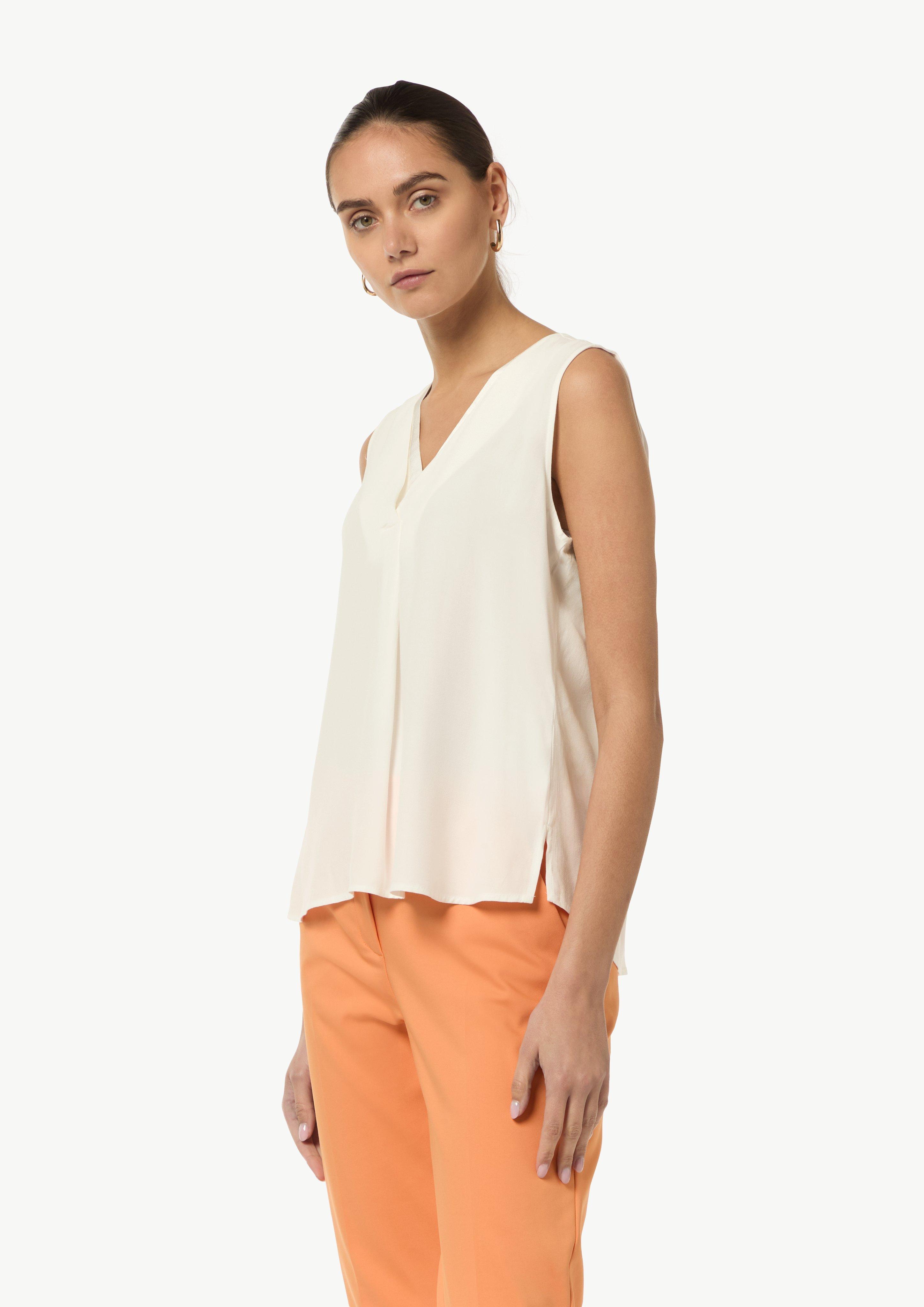 V-Neck-Top aus Crêpe - weiß