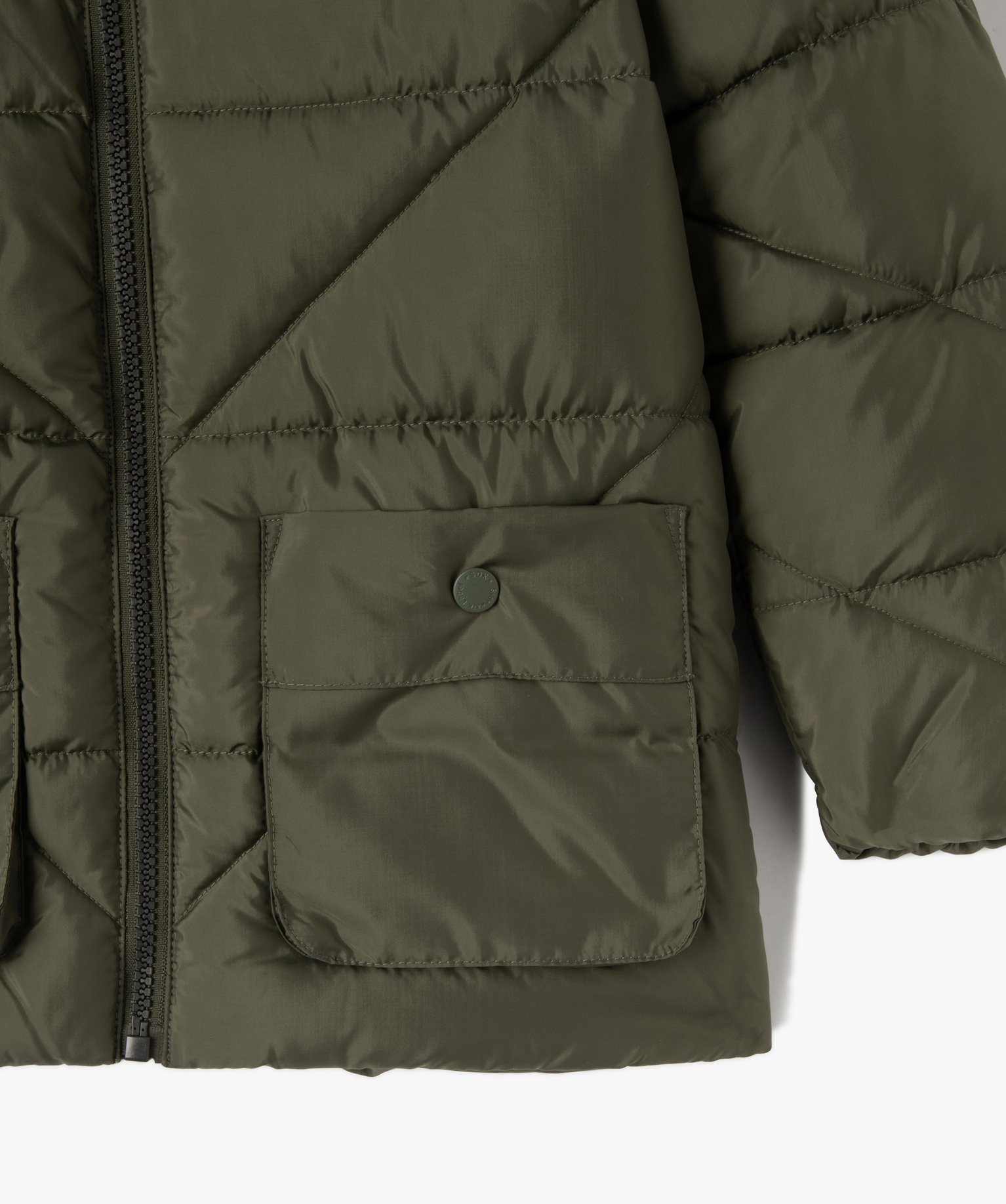 Blouson Garçon matelassé à capuche en matière déperlante kaki | GEMO