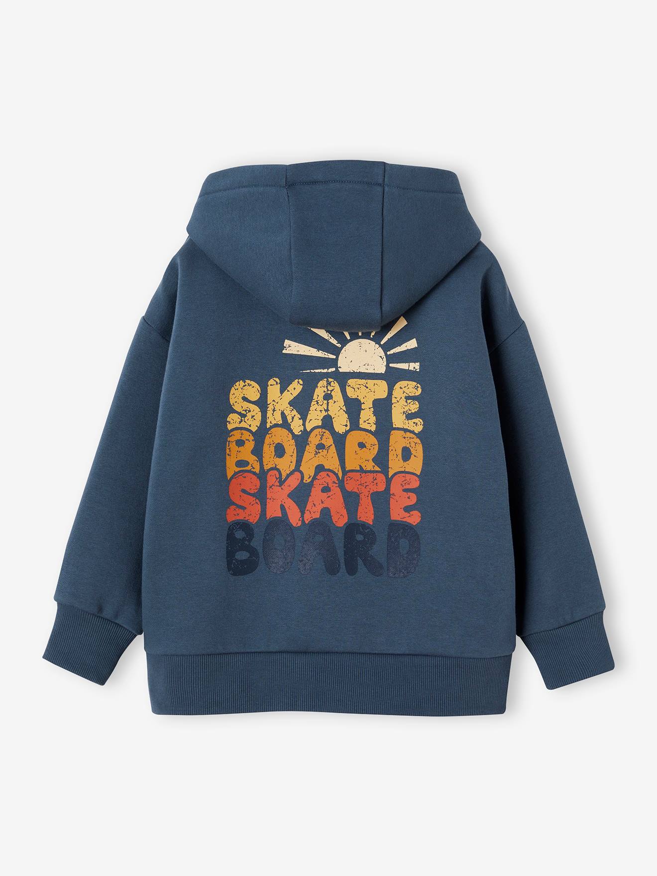 Vertbaudet Jungen Kapuzensweatshirt mit Print hinten Oeko-Tex - nachtblau