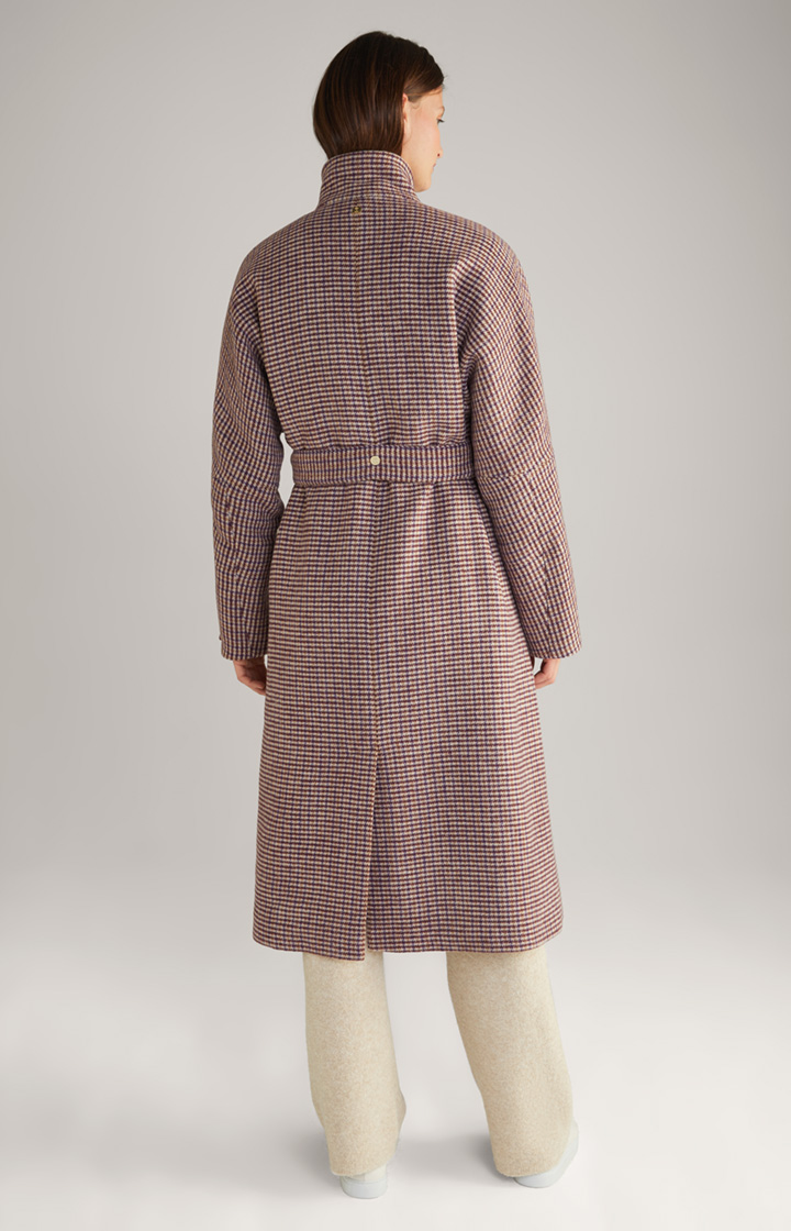 Wool-Blend-Mantel in Ecru-Lila-Braun
