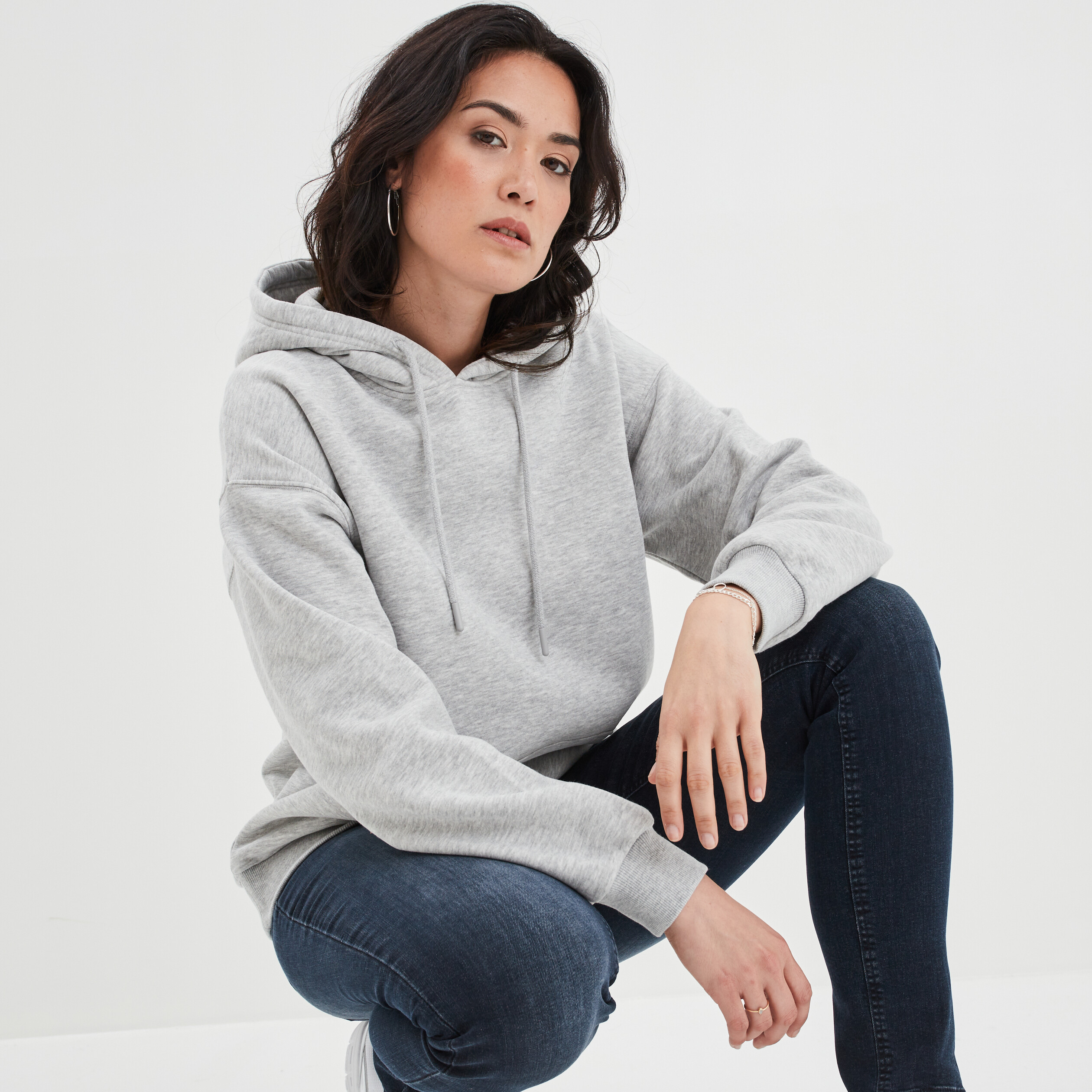 Sweat molleton à capuche hoodie gris clair femme | La Halle