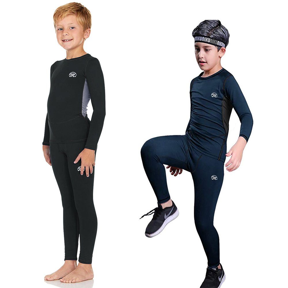 MEETYOO Thermounterhemd Kinder Fleece Thermo Unterwäsche Set (Jugendliche Kinder Thermounterhose Thermounterhemd, Skiunterwäsche Funktionsunterwäsche Set) Wintersport Ski