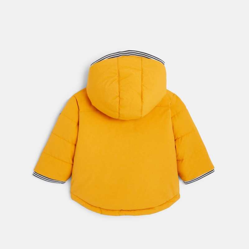 Manteau matelassé à capuche fourrée jaune bébé garçon