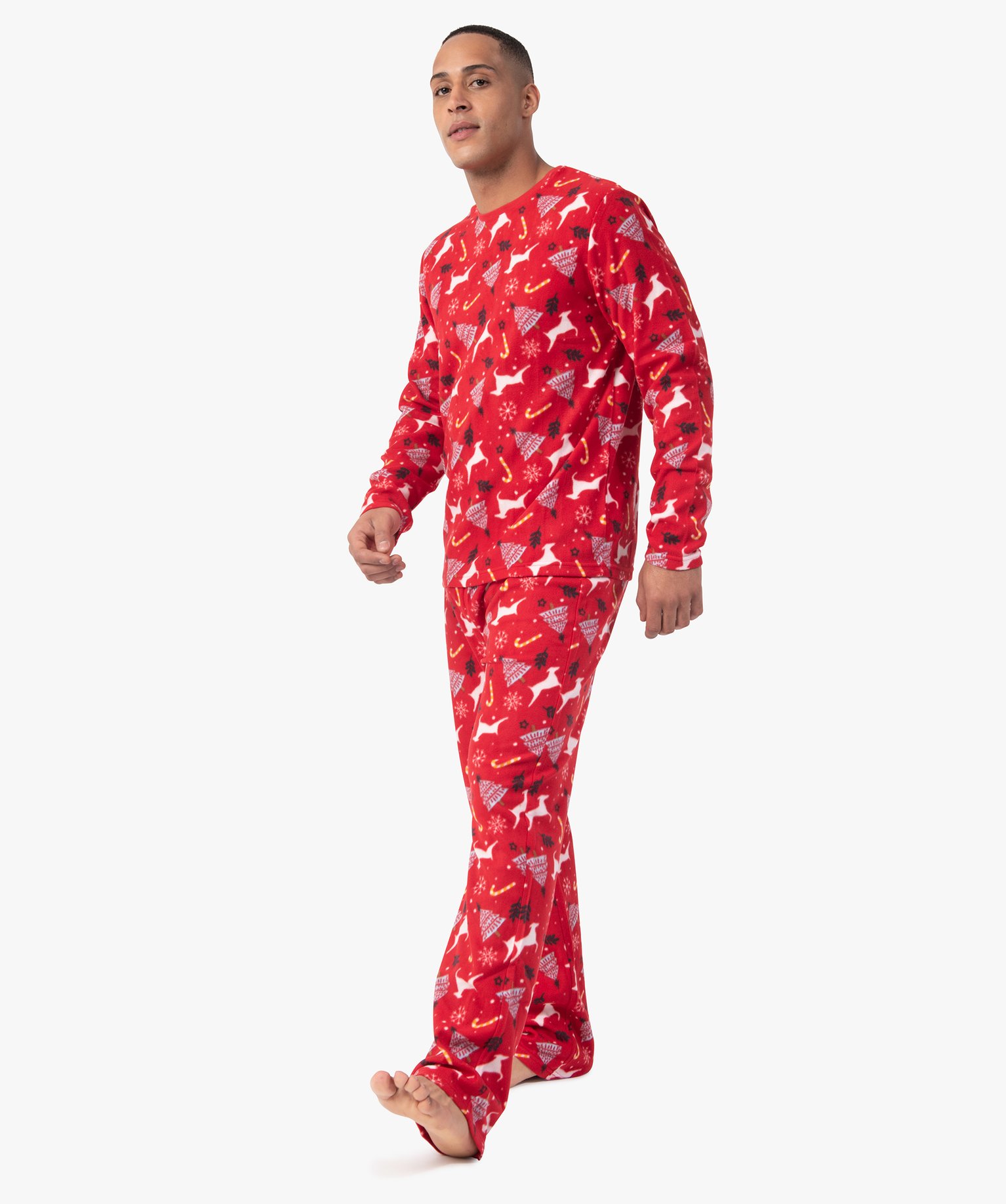 Pyjama homme spécial Nol en polaire fine rouge | GEMO
