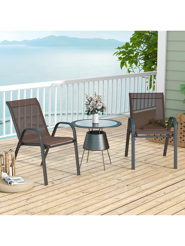 COSTWAY 4er Set Gartenstühle 56x70x84cm in Braun günstig kaufen onesize