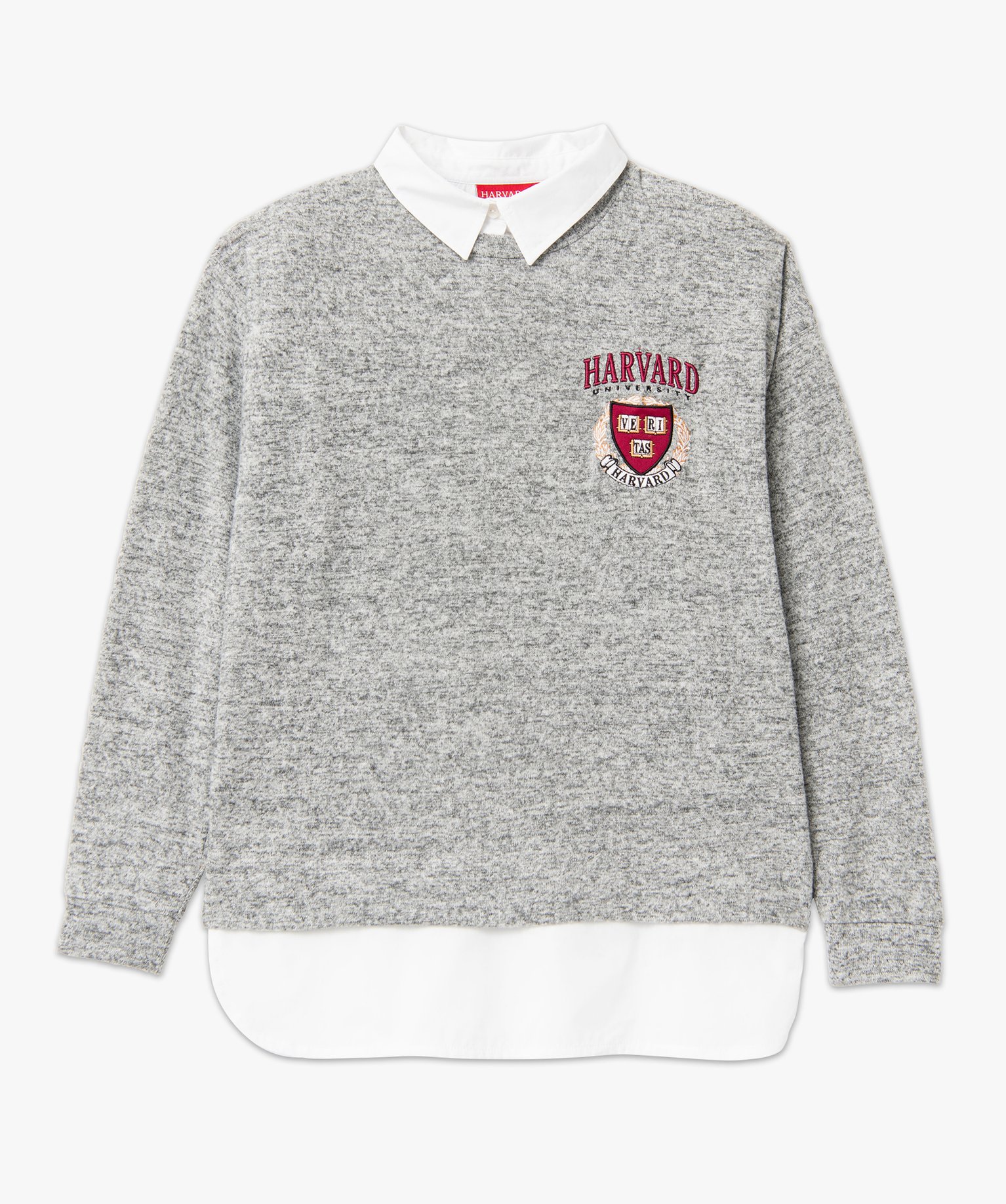 Pull avec chemise effet 2 en 1 femme - Harvard gris | GEMO