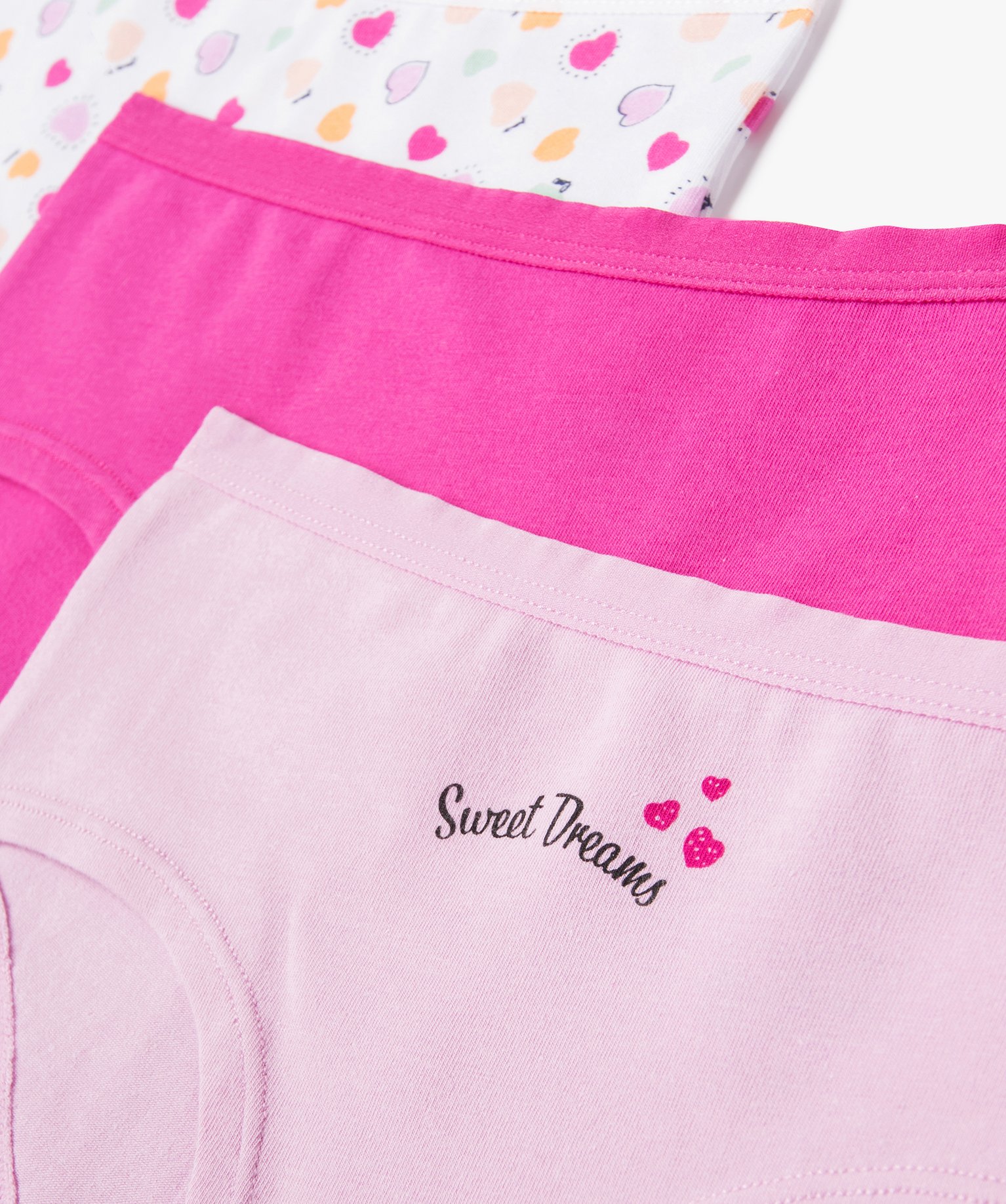 Shorties à motifs coeurs en coton extensible fille (lot de 3) multicolore | GEMO