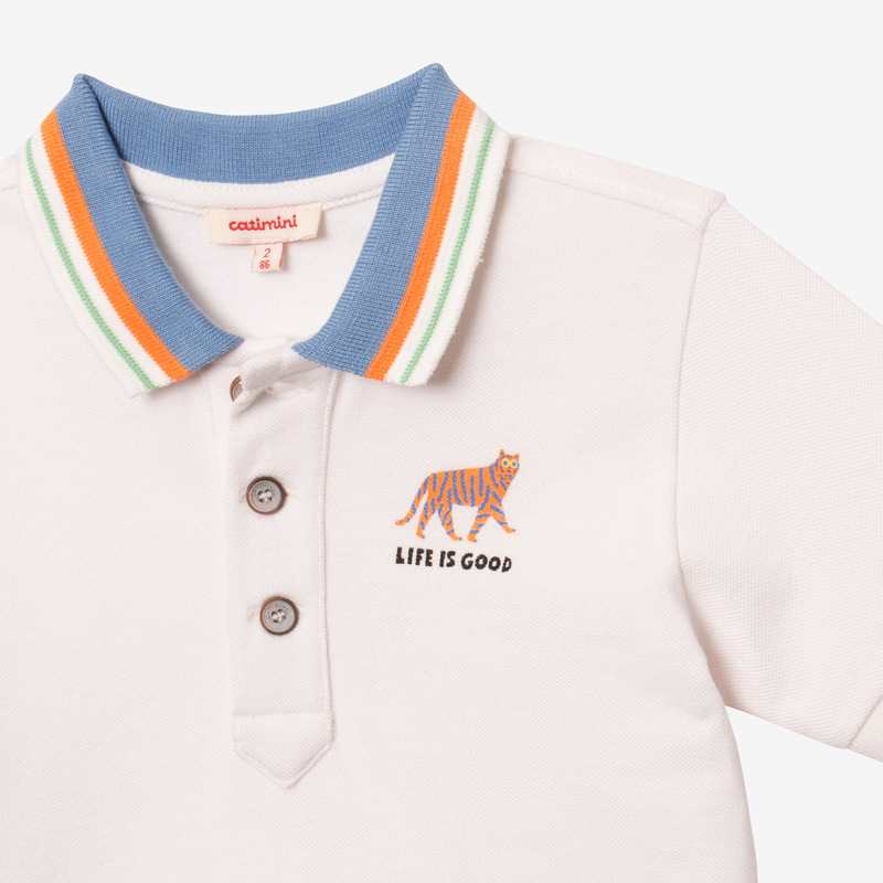 Polo bébé garçon à col rayé beige Catimini