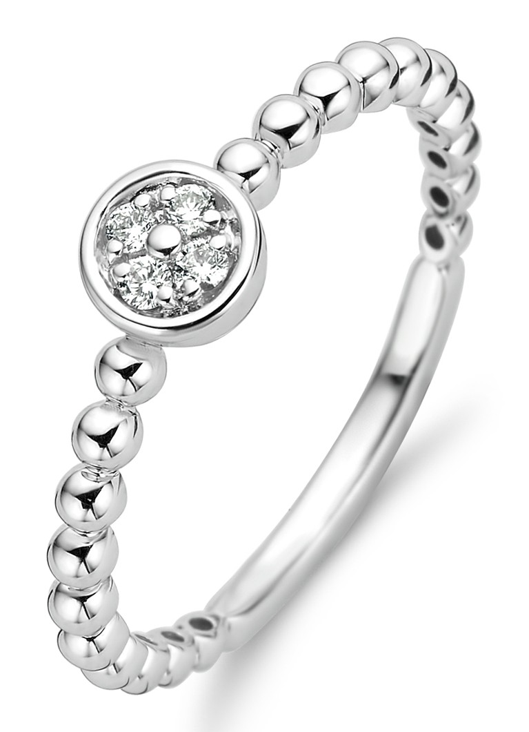 Diamant-Point-Weißgoldring mit 0,06 ct Diamanten