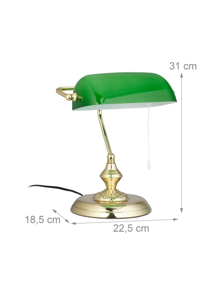 relaxdays Bankerlampe in Grün/ Messing - (H) 31 cm günstig kaufen onesize