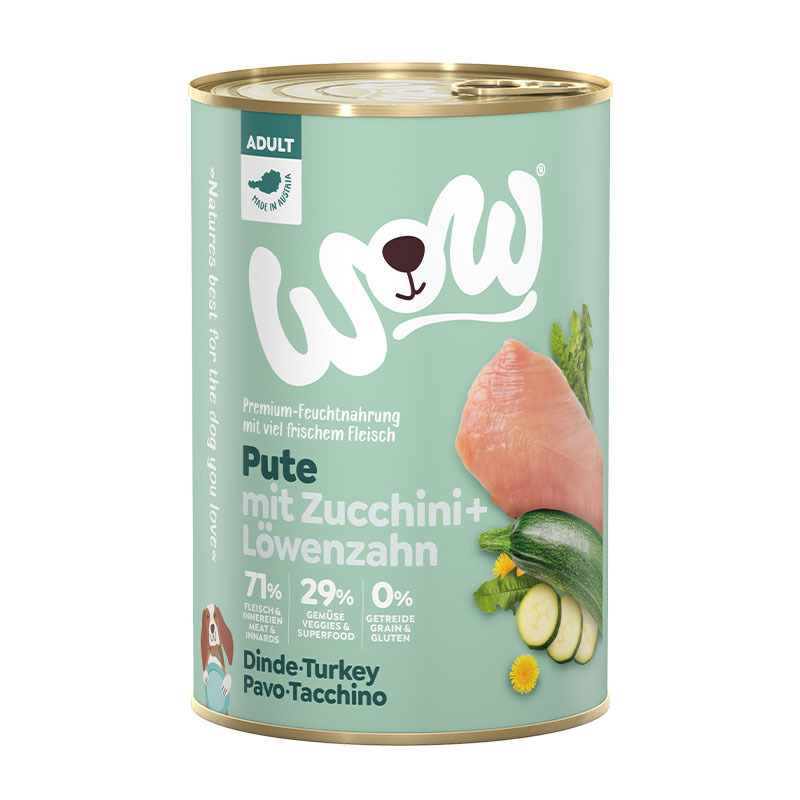 WOW Hundenassfutter WOW Adult 6x400g Pute mit Zucchini