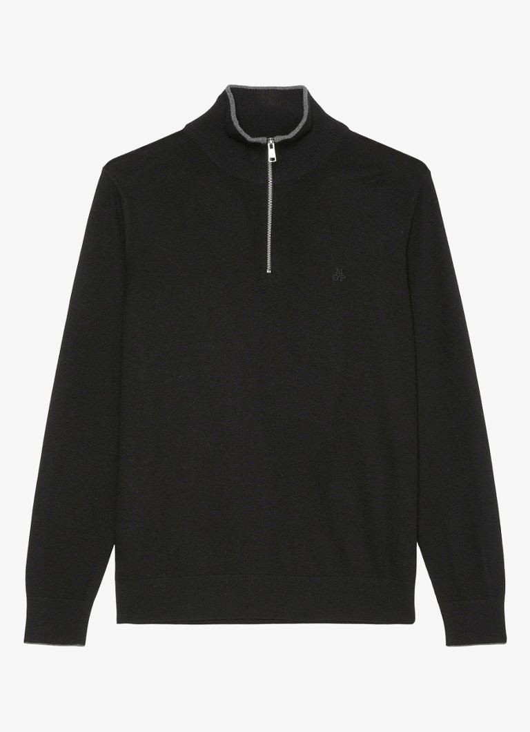 Marc O'Polo Fine-knit pullover in virgin wool blend with half zip