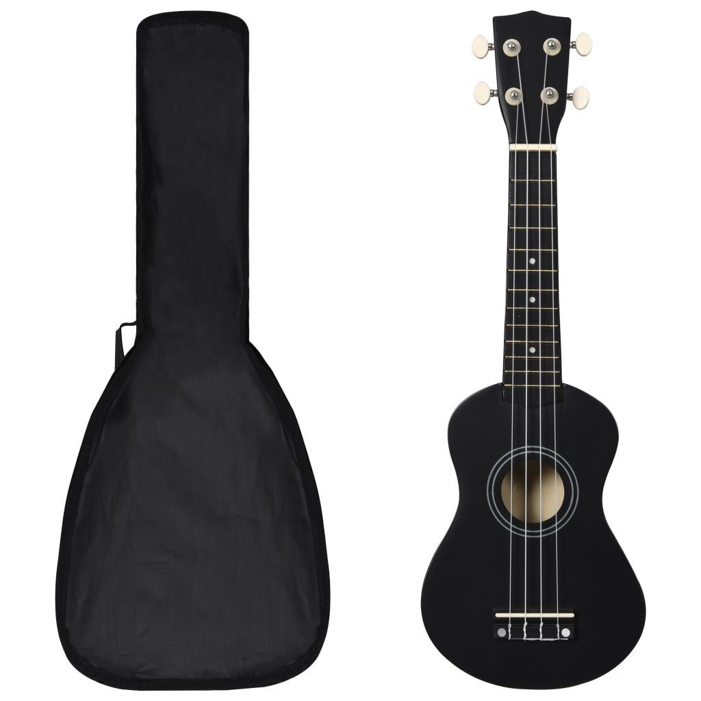 vidaXL Ukulele Sopran-Ukulele-Set mit Tasche für Kinder Schwarz 21